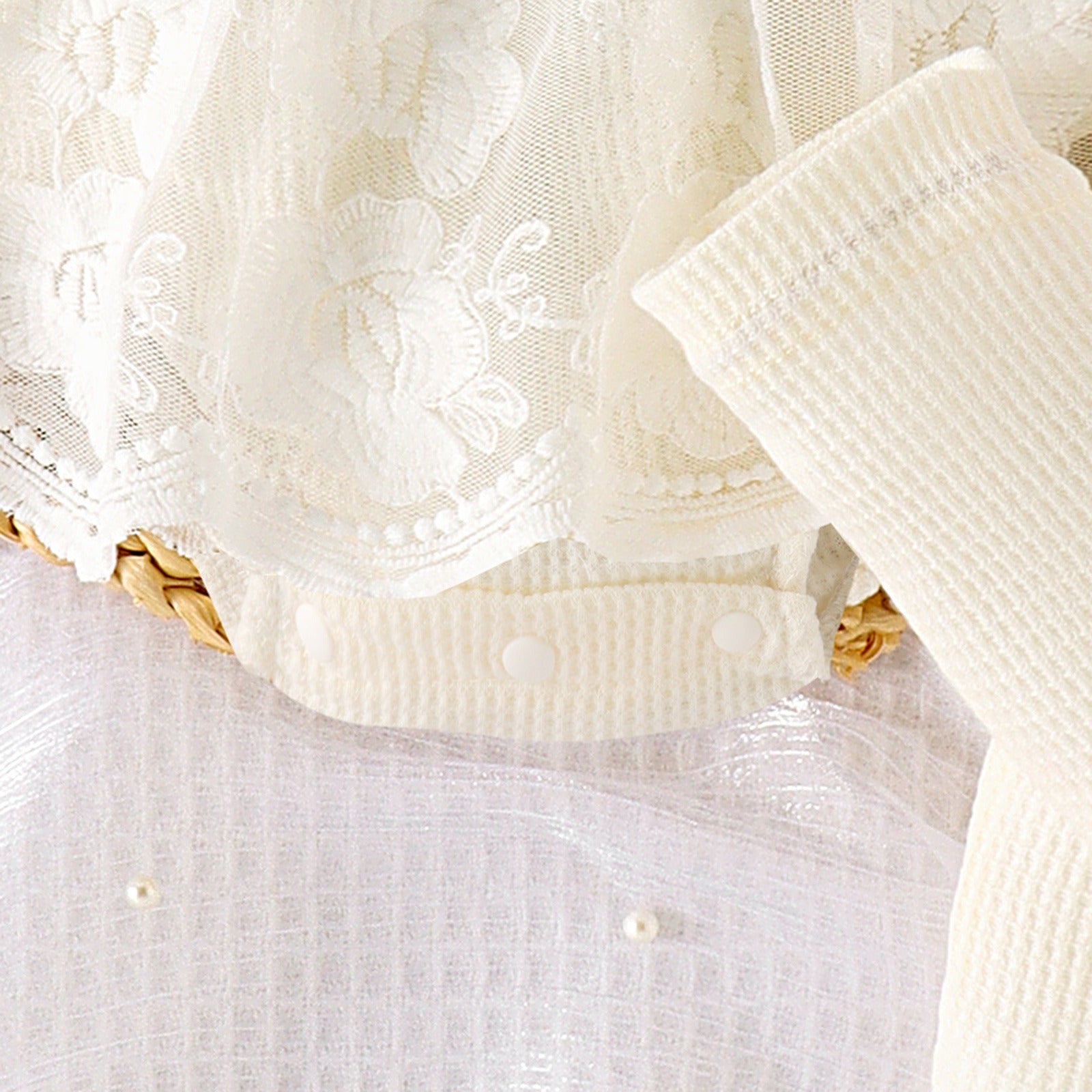 Baby girls full outfit set – Rose romper dress with matching socks and bow by Ju Ju Jam.