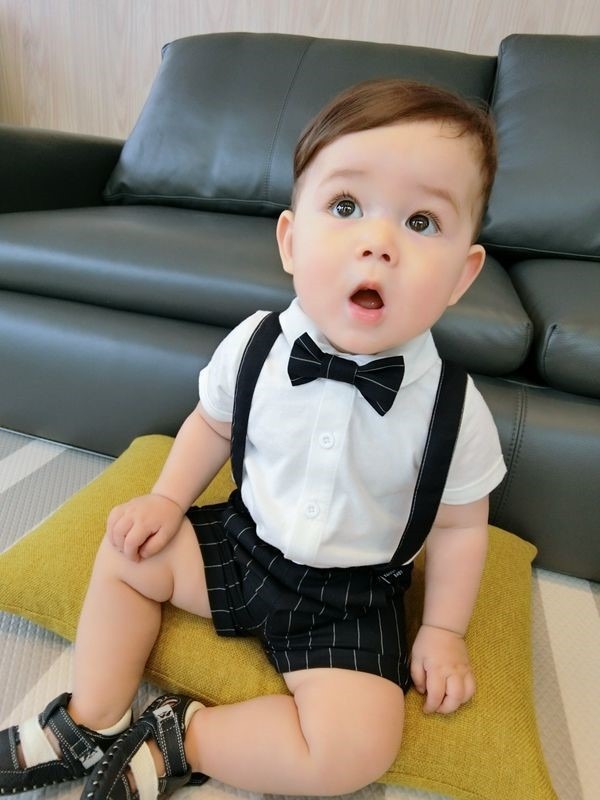 Formal baby boy outfit – Brian party set with shirt and shorts by Ju Ju Jam.