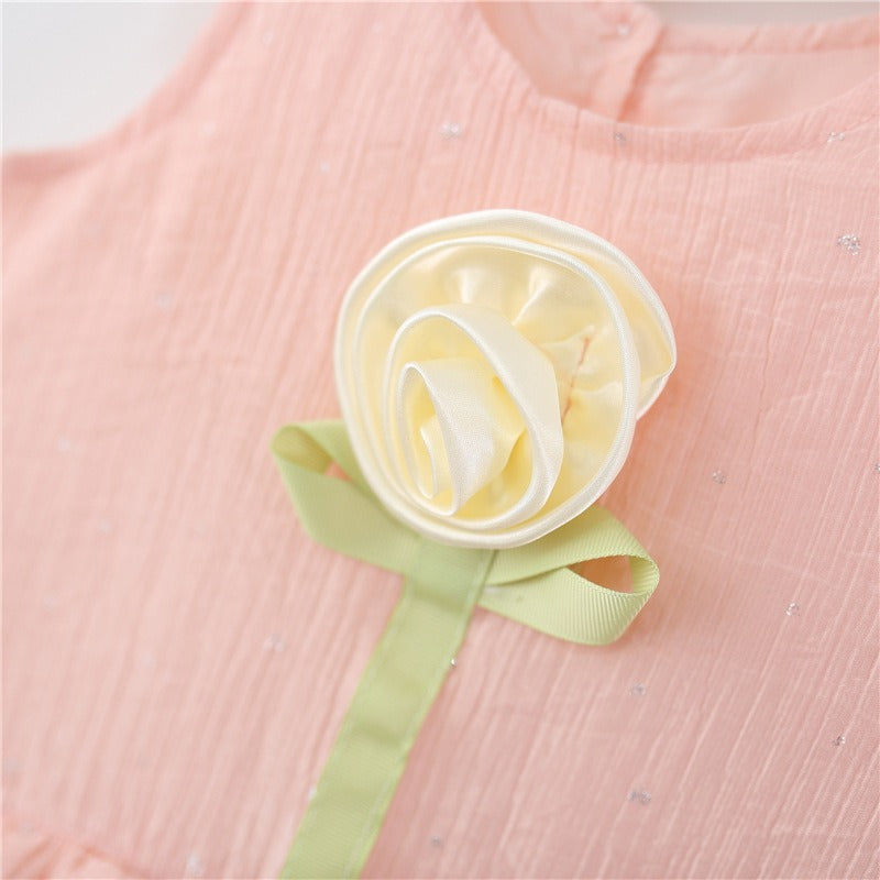 Rose Bloom Frill Girls Dress with Hat