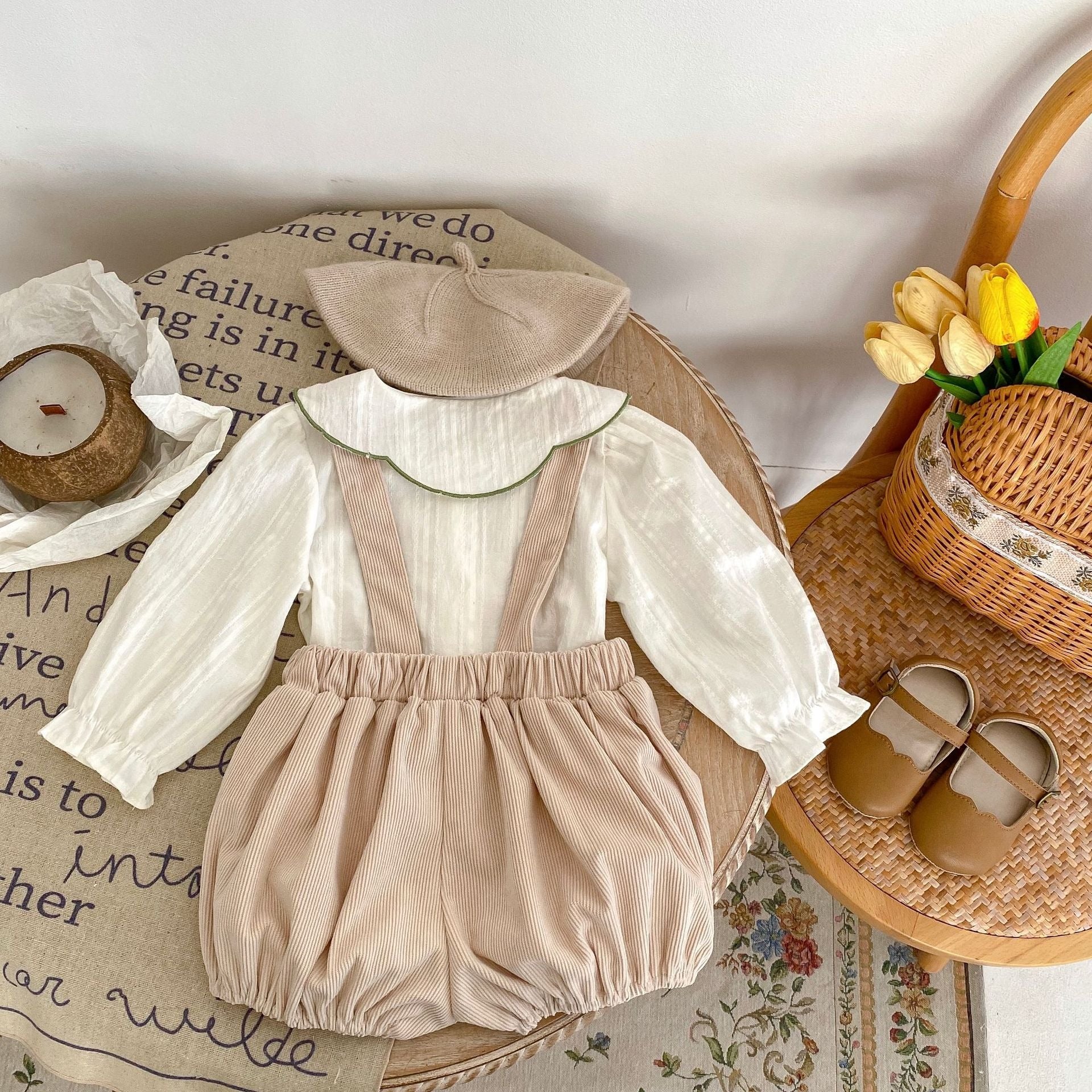 Floral baby girl outfit with suspenders β Ju Ju Jam Daisy Dream set