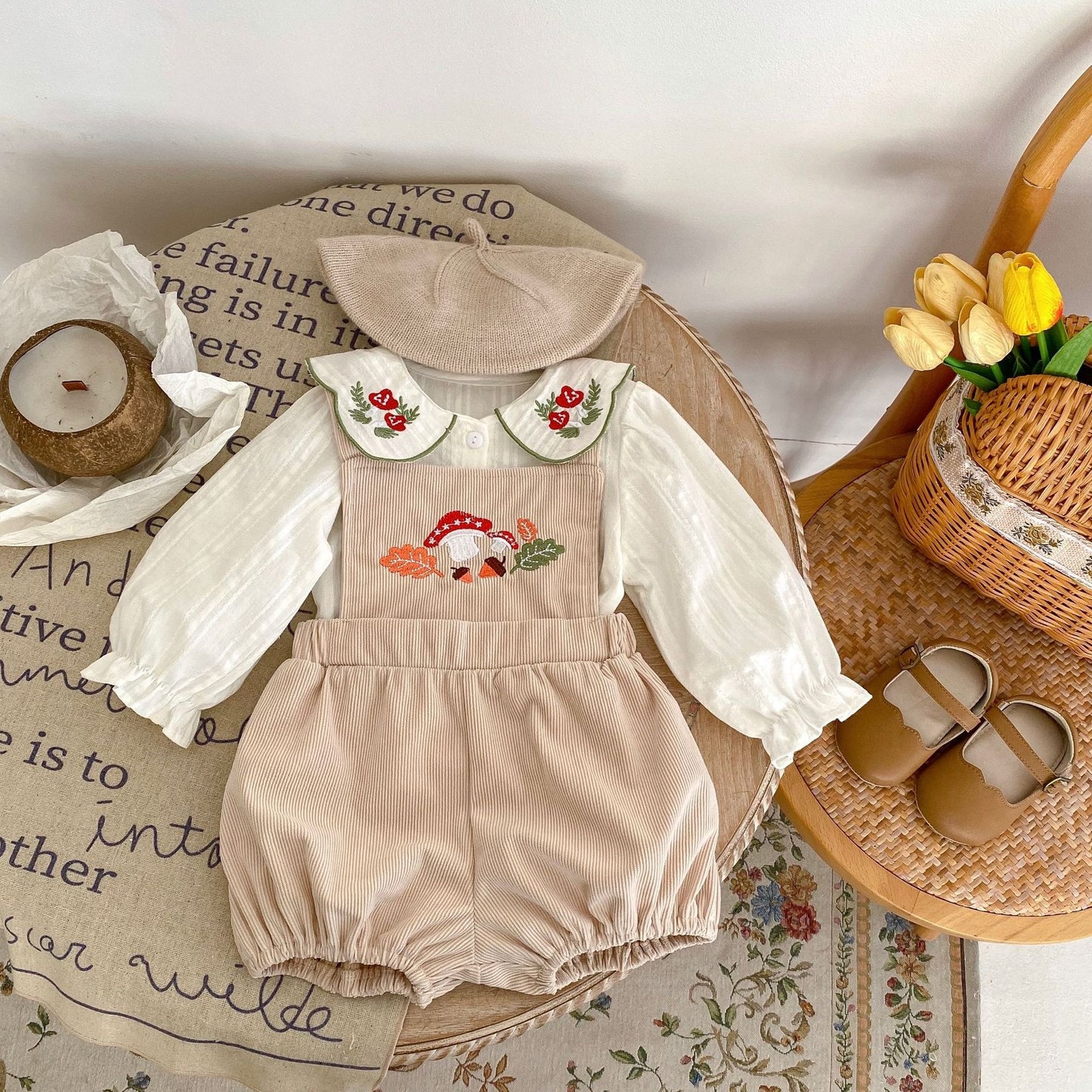 Floral baby girl outfit with suspenders β Ju Ju Jam Daisy Dream set