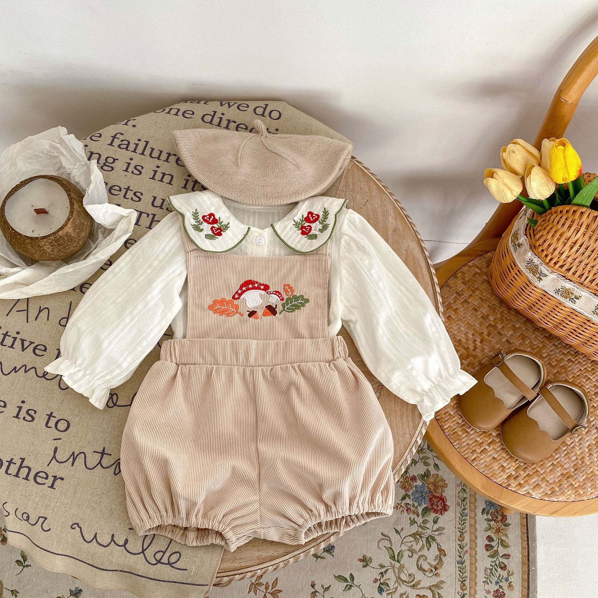 Floral baby girl outfit with suspenders β Ju Ju Jam Daisy Dream set