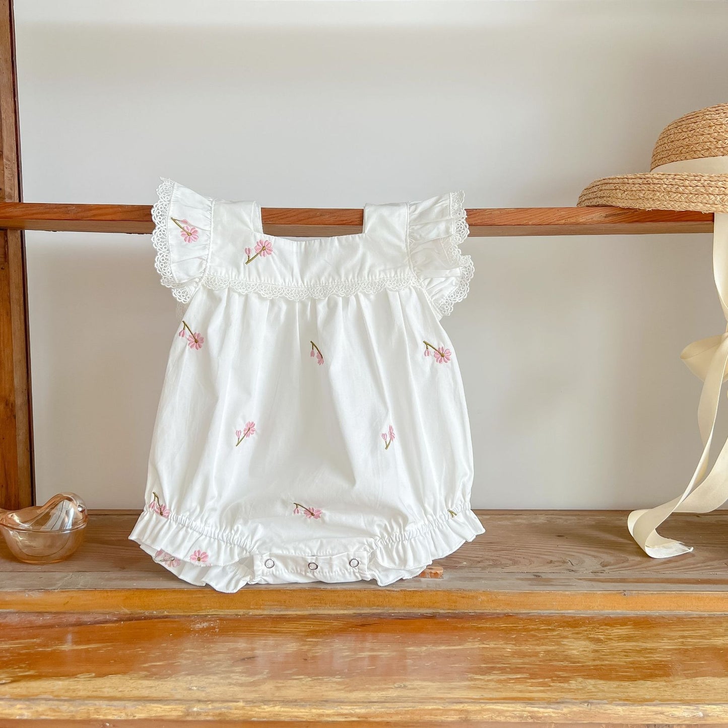 White Lace Baby Girls Romper