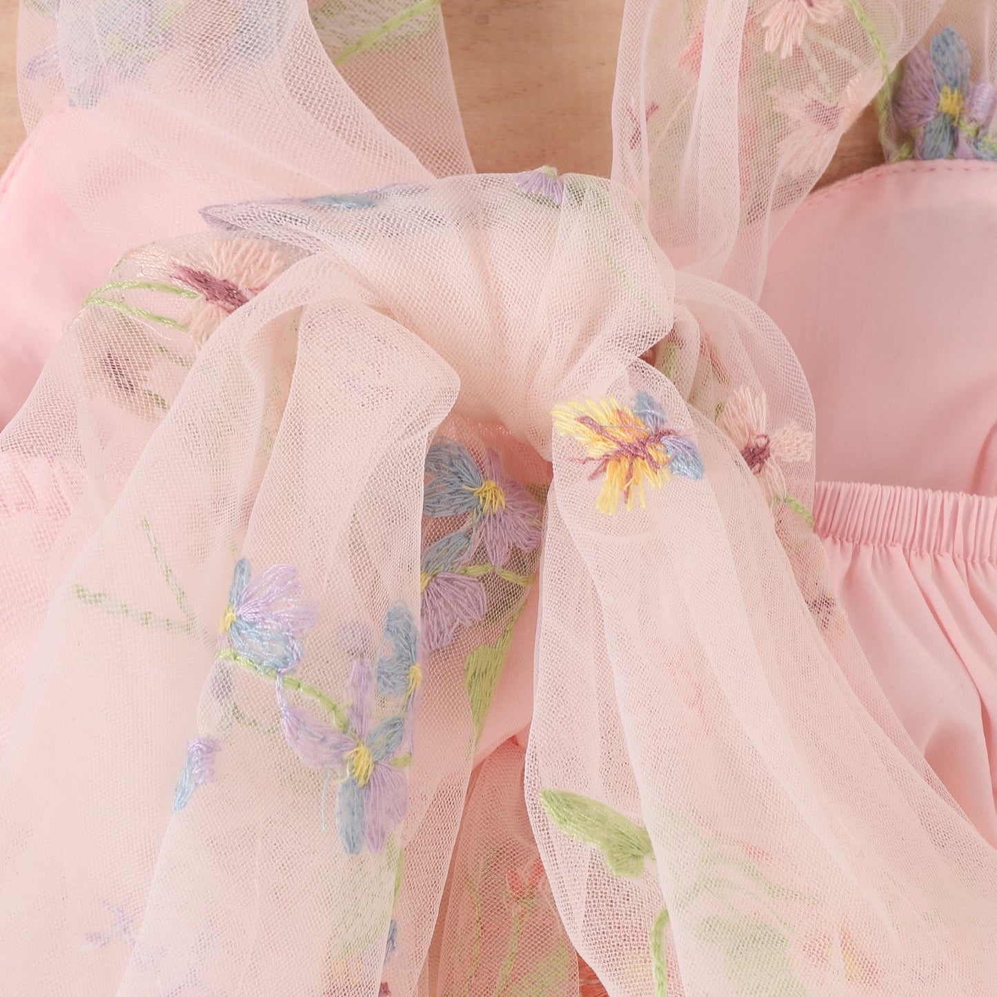 Flower Embroidered Girls Romper Dress