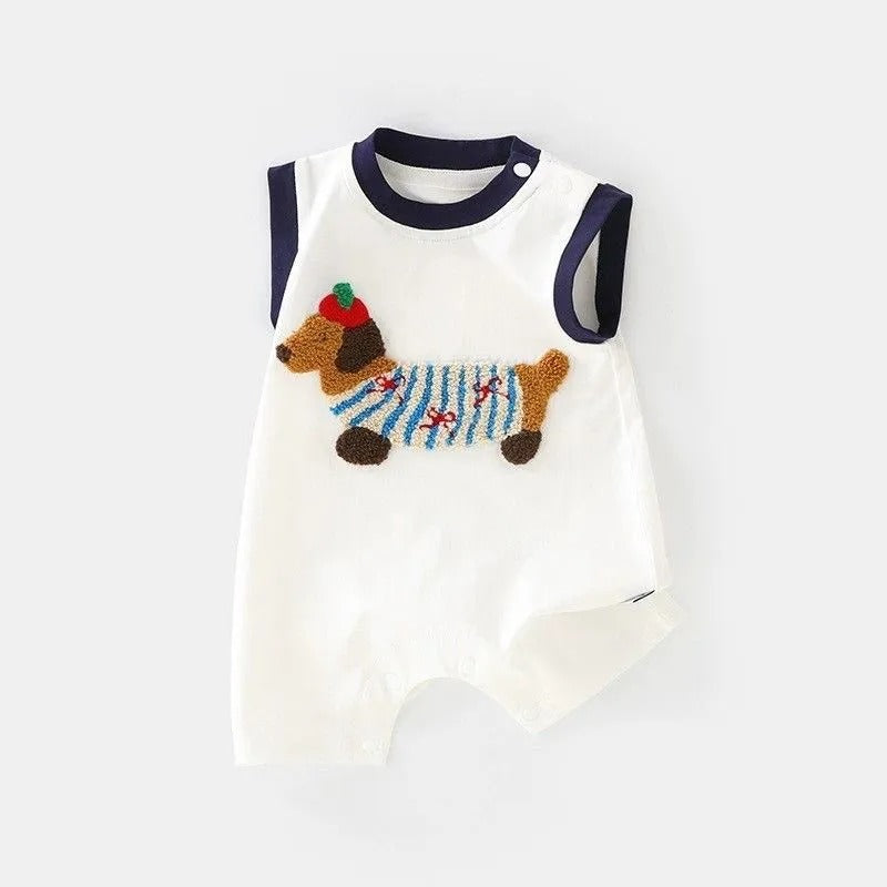 Lightweight summer romper for baby boys β Oliver Breeze collection by Ju Ju Jam.