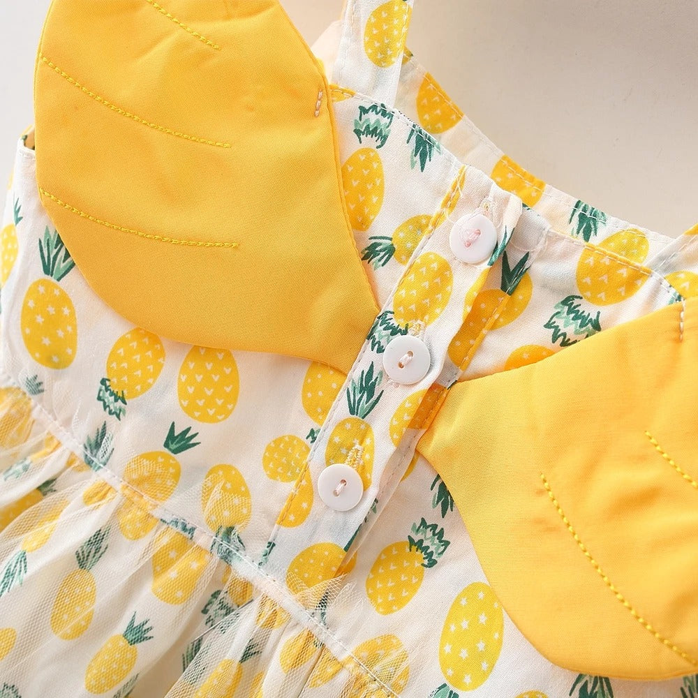 Tropical pineapple print dress for girls – Ju Ju Jam fairy collection