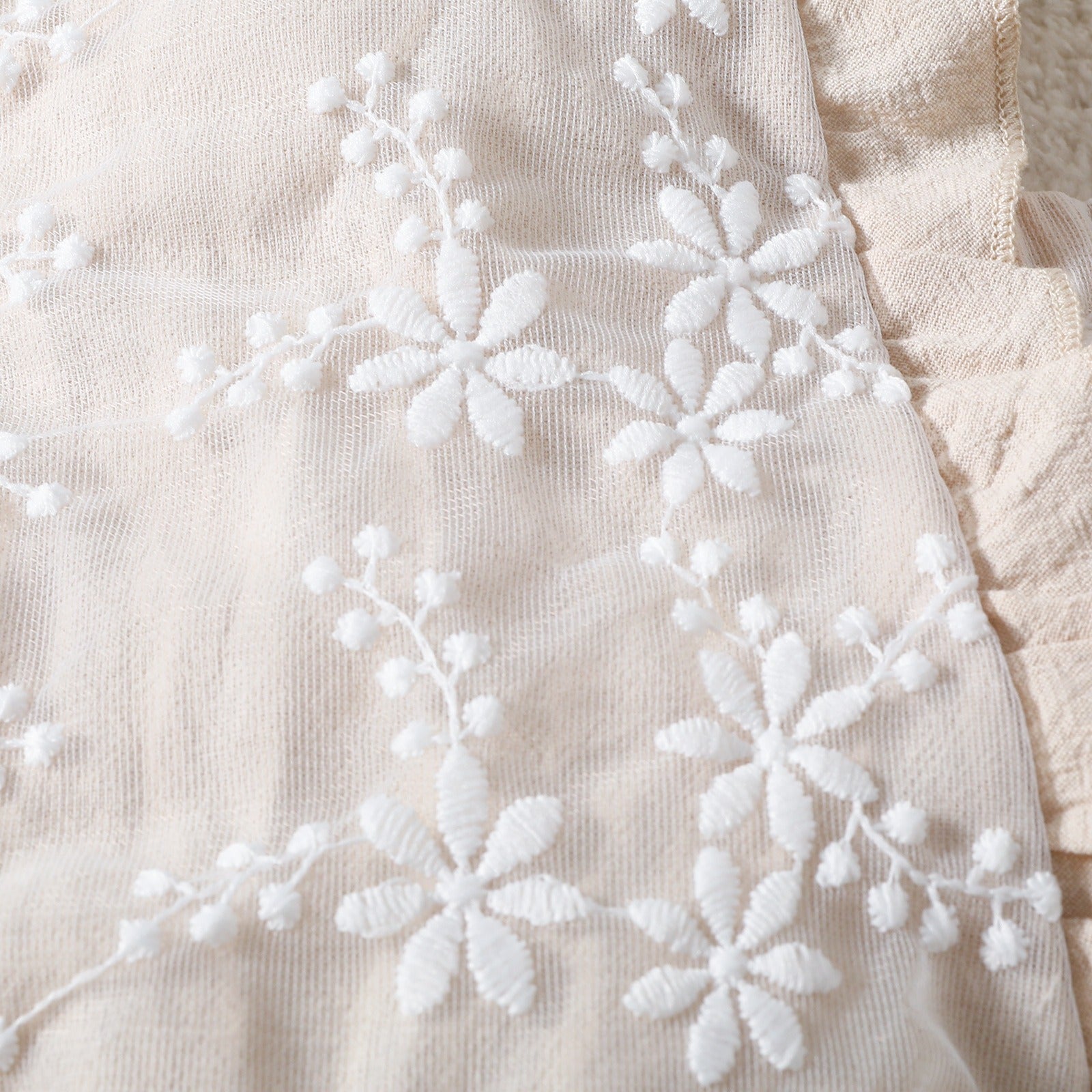 Embroidered party romper for baby girls β Pixie design by Ju Ju Jam featuring intricate detailing and a fashionable fit.