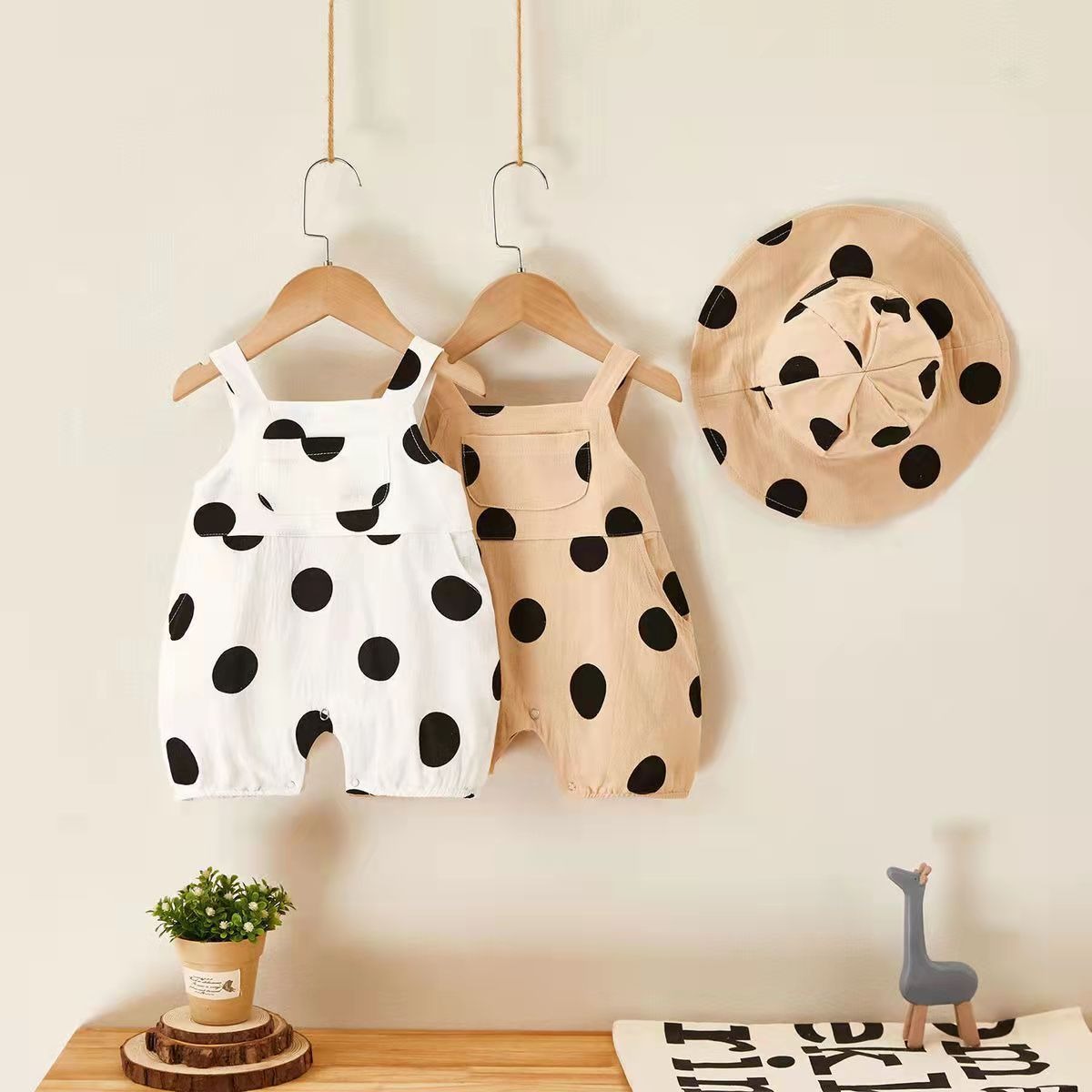 Polka Pop unisex baby jumpsuit with matching hat β Ju Ju Jam