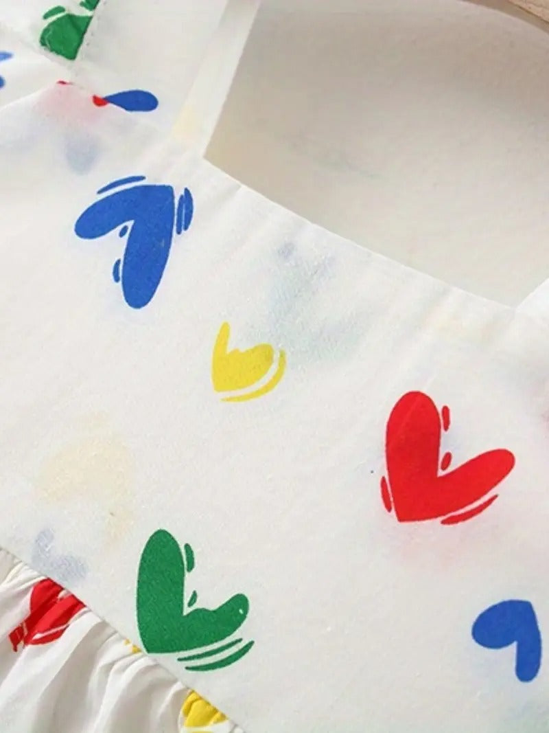 Cute cotton dress with rainbow hearts for little girls β Ju Ju Jam