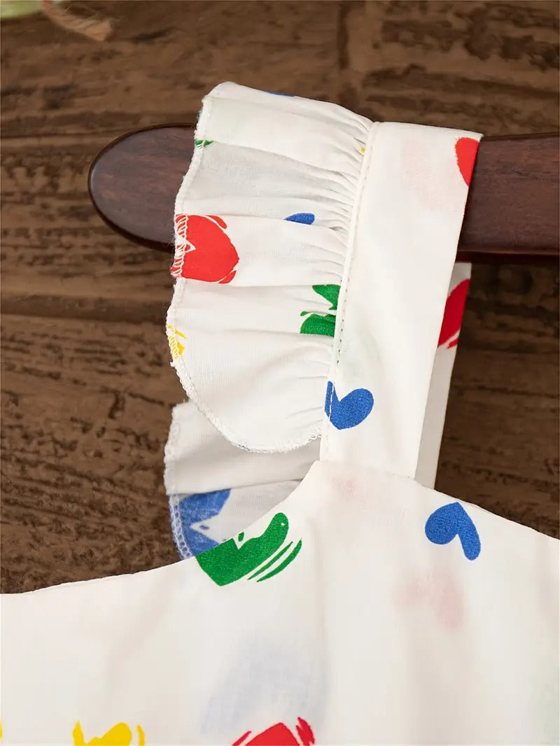 Ju Ju Jam girls dress β rainbow colored heart print in soft cotton