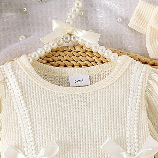 Rose romper dress set for baby girls – stylish and comfy outfit from Ju Ju Jam with sweet accessories.
