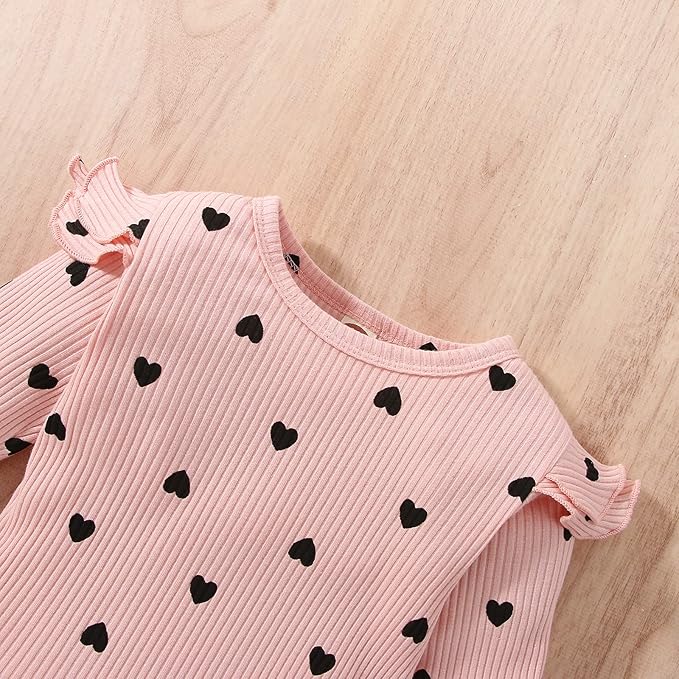 Adorable ruffle sleeves baby girls romper and pant set with head bow by Ju Ju Jam β cute and comfy outfit for everyday wear or special events.