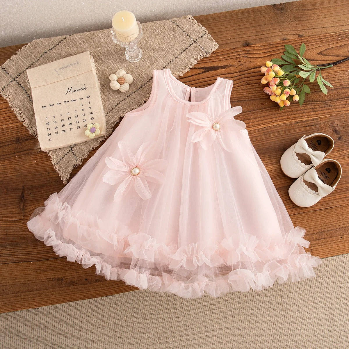Fairytale Tulle Baby Girls Princess Dress by Ju Ju Jam – Soft tulle layers create a dreamy princess look for baby girls. Perfect for birthdays, festive events, or photoshoots. Comfortable, elegant design suitable for infants and toddlers.