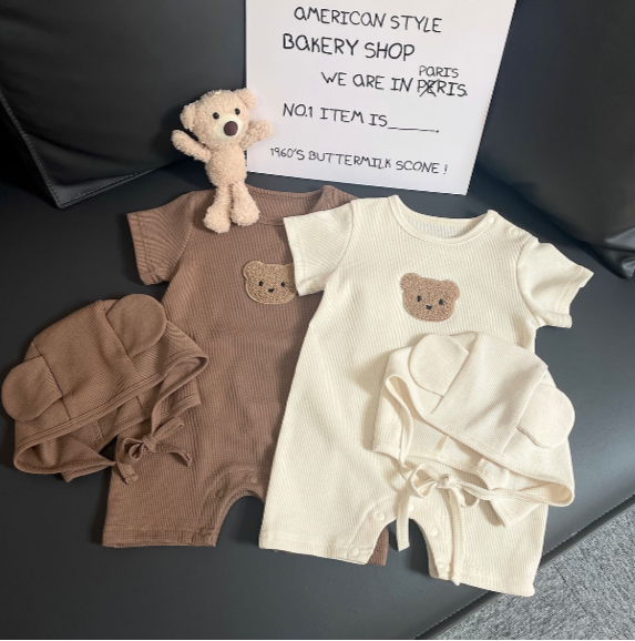 Ju Ju Jam Teddy Pocket Romper with Hat - Cute and cozy romper featuring a teddy bear pocket and a coordinating hat for boys and girls.