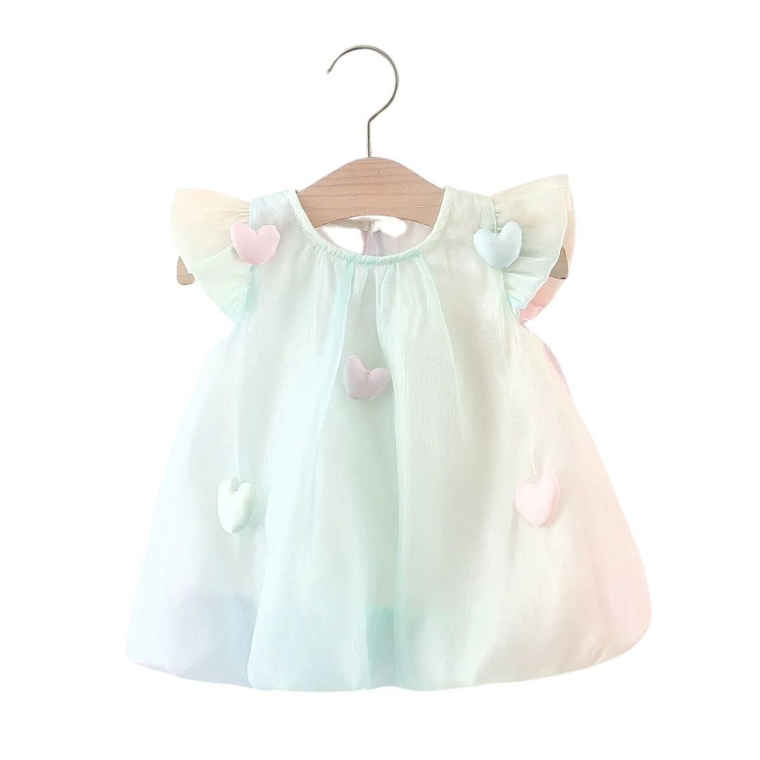 Ju Ju Jam baby girl dress with 3D heart accents and shaded tones