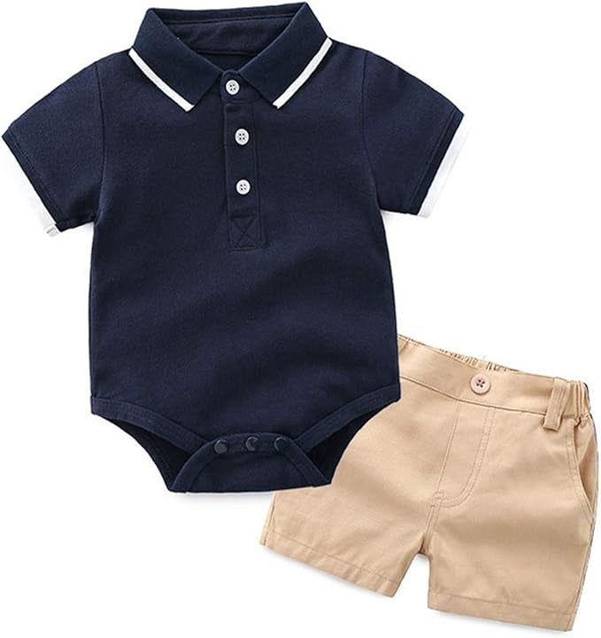 Smart Baby Boy Polo Romper with Shorts Set – stylish toddler outfit by Ju Ju Jam