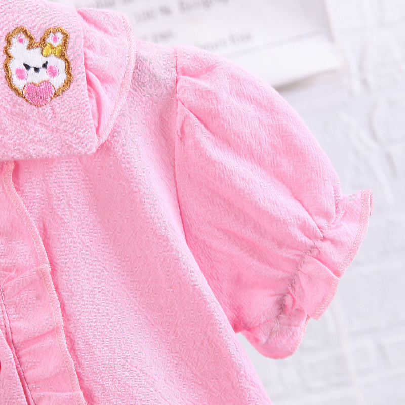 Ju Ju Jam girls' smart button shirt paired with trendy shorts for a modern look