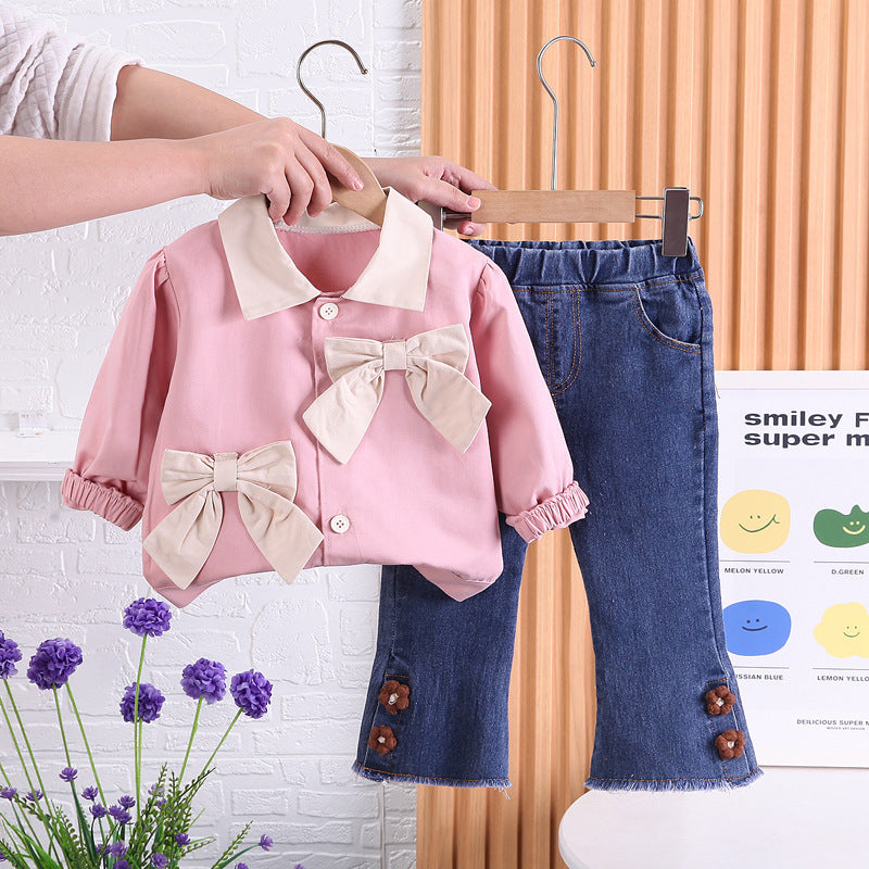 Stylish bow top and flare jeans girls set by Ju Ju Jam