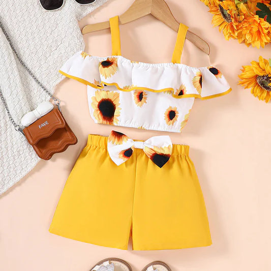 Ju Ju Jam Sun-Kissed Girls Top And Short Set β Bright and cheerful two-piece outfit featuring a sunny top and matching shorts, perfect for summer.