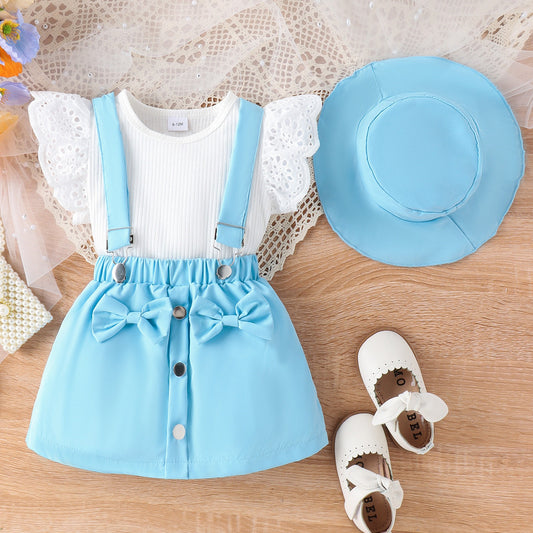 Ju Ju Jam baby girl outfit with bow top and short skirt