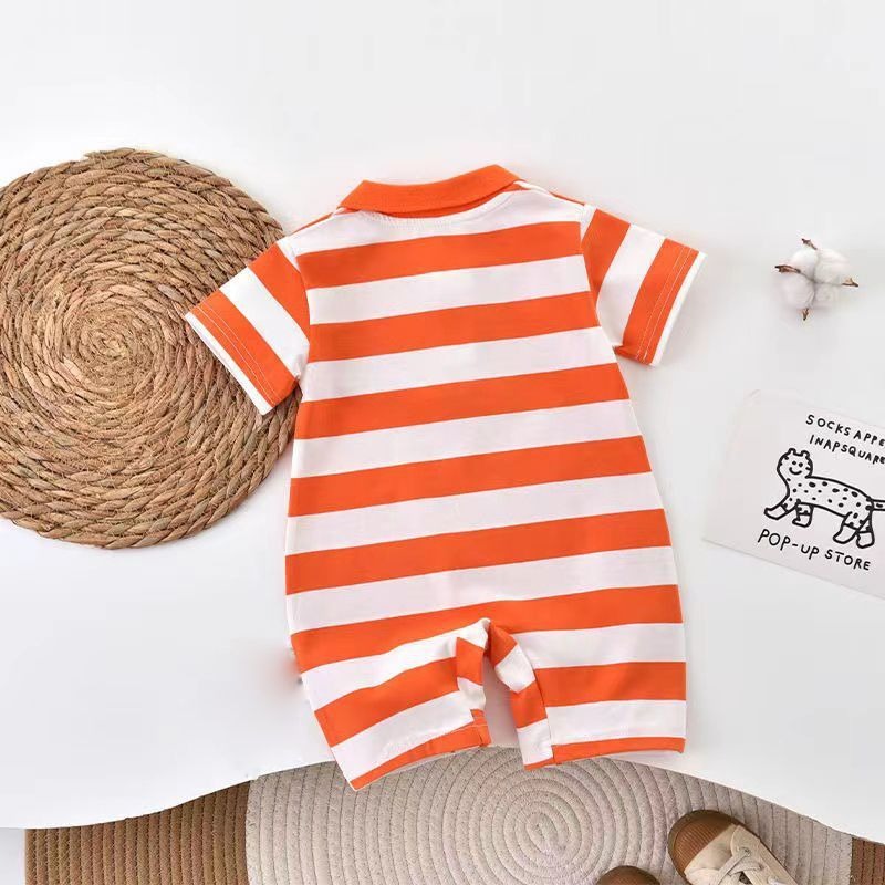 Ju Ju Jam baby romper in vibrant orange tangerine color