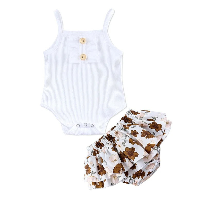 Playful romper set for baby girls – Tiny Twirls design by Ju Ju Jam.