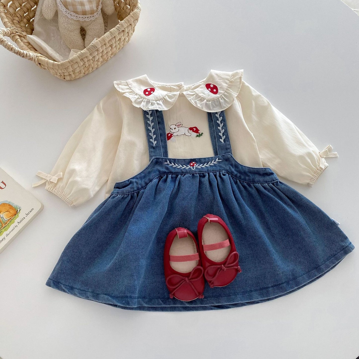 Ju Ju Jam Valentina set with embroidered blouse and dress for girls