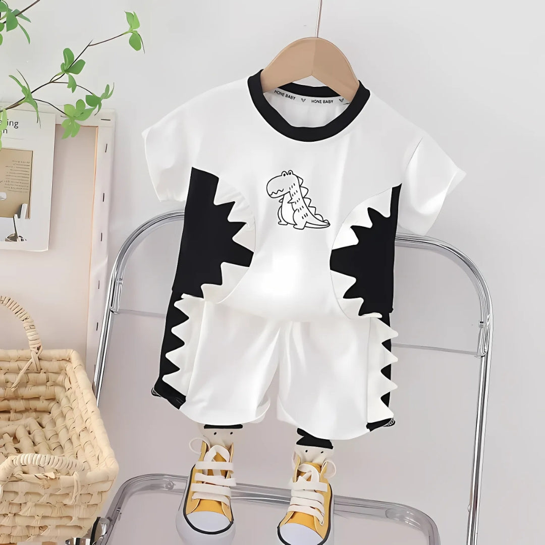 Adorable White Dinosaur Print Casual Set for Boys – Ju Ju Jam Baby Clothes