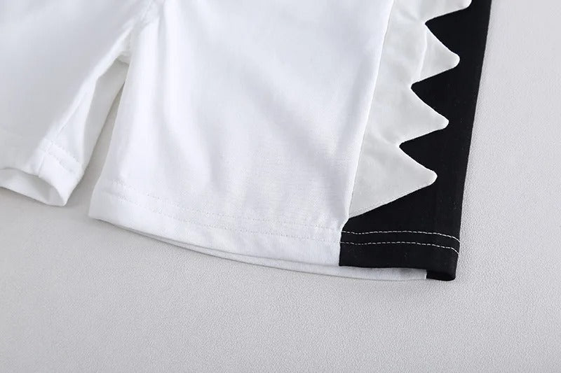 Lightweight Dino-Themed Boys Casual Set in White – Ju Ju Jam Baby Apparel