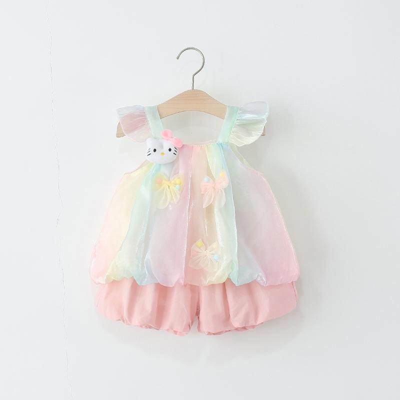 Candy Floss Bunny Baby Girls Set by Ju Ju Jam – Adorable soft pink two-piece outfit with bunny print, perfect for newborn and toddler girls' daily wear.