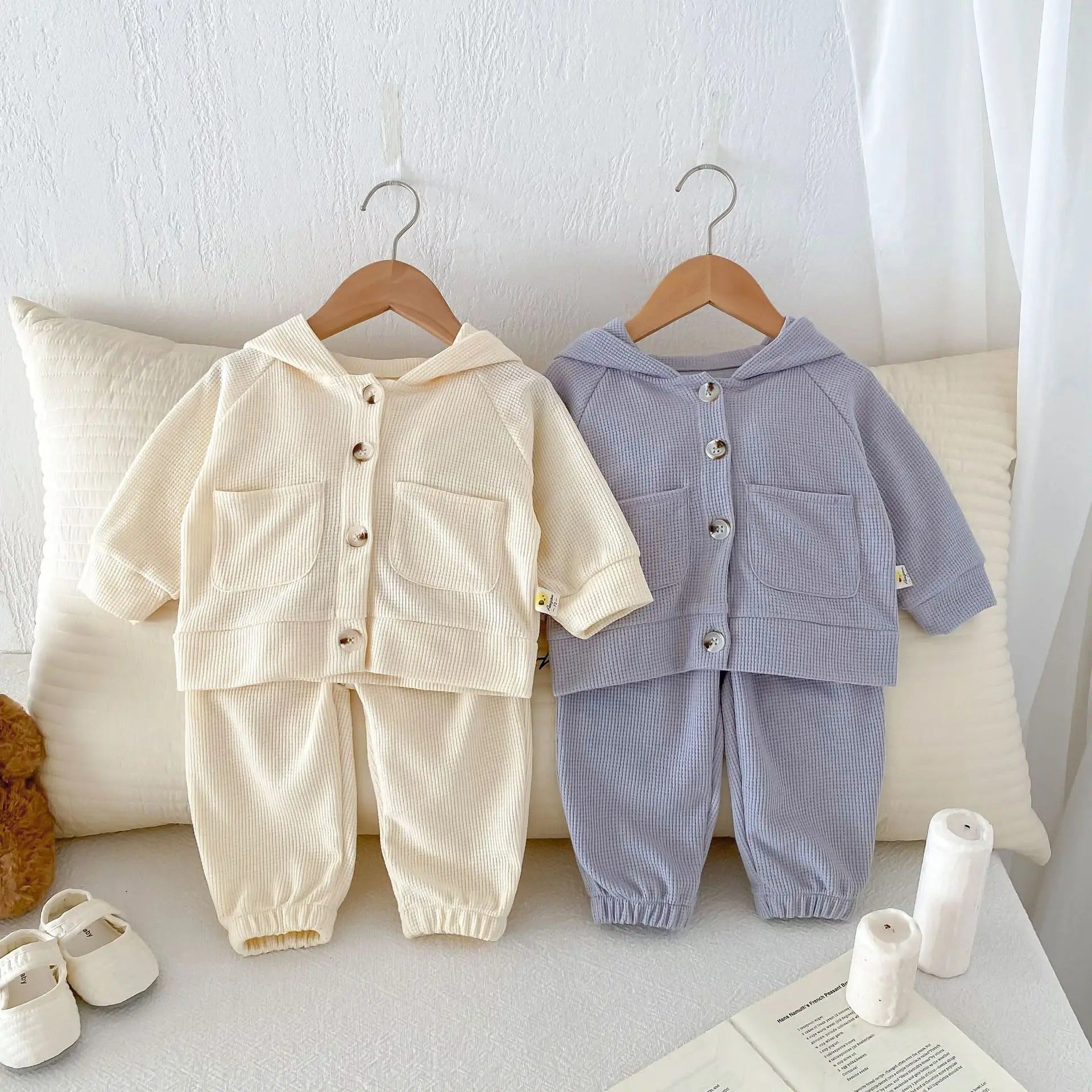 Baby boys and girls bunny hoodie set – two-piece co-ord from Ju Ju Jam for everyday cuteness.