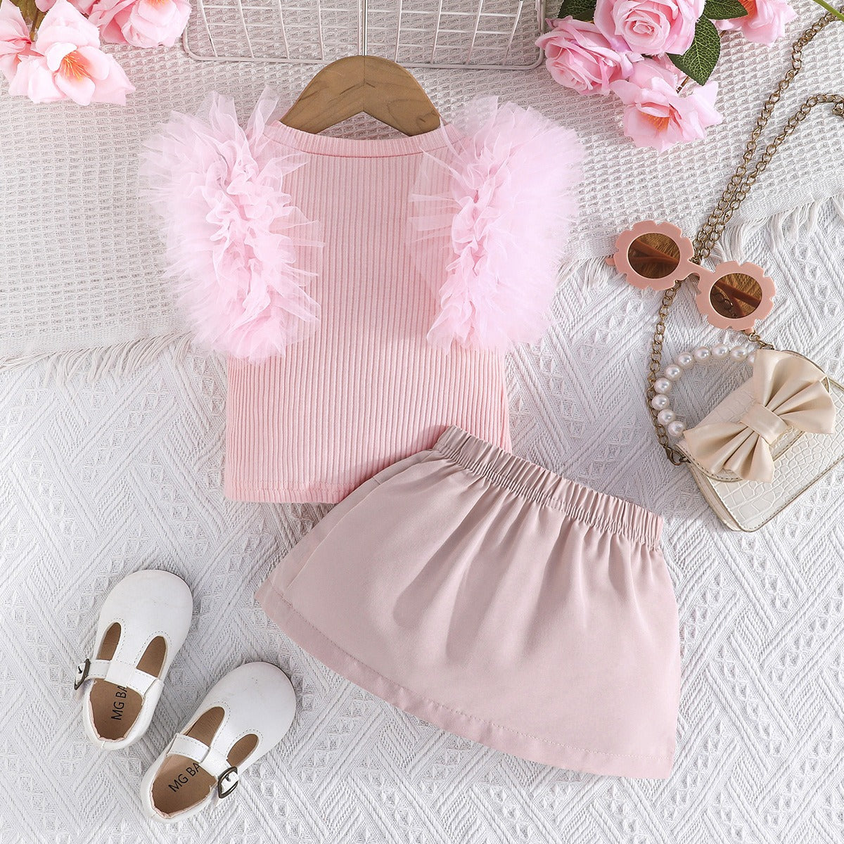 Diana Ruffled Girls Top And Skirt Set