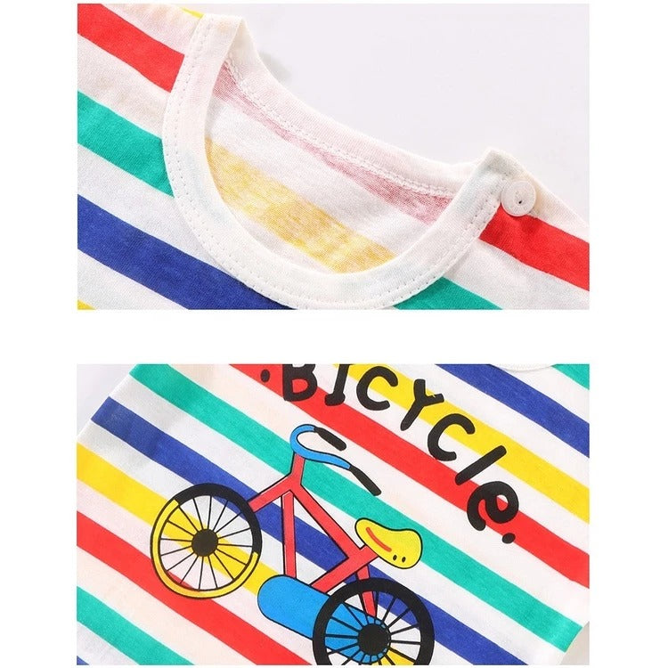 Unisex kids T-shirt with colorful bicycle print – Ju Ju Jam baby and toddler wear
