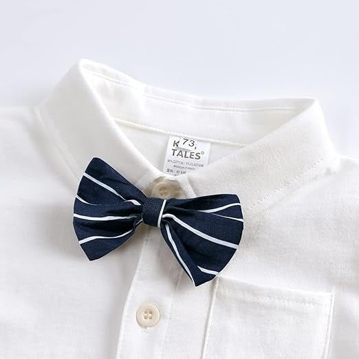 Ju Ju Jam formal white romper shirt for baby boys with bow tie