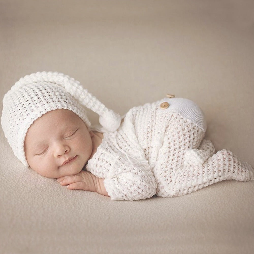 Newborn Baby Photoshoot Jumpsuit with Hat