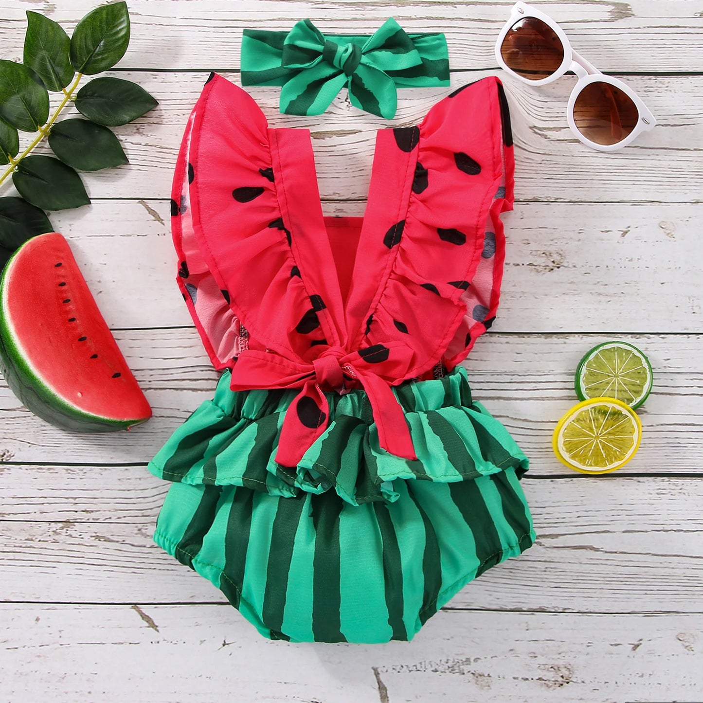 Little Melon Baby Girls Romper with Headband