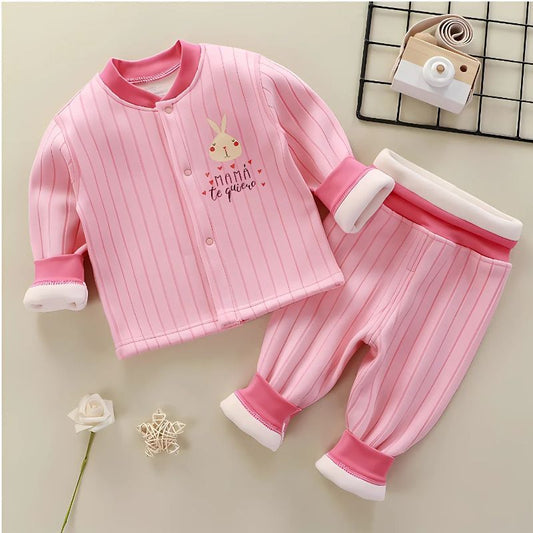 Pink Bunny Baby Girls Fleece Co-ord Set featuring a cute bunny design, perfect for warmth and comfort from Ju Ju Jam.