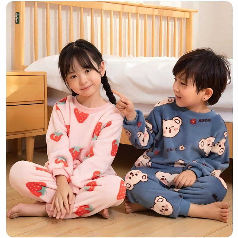 Adorable Berry Pink Girls Plush Co-ord Set, perfect for keeping your little one warm and stylish at Ju Ju Jam.