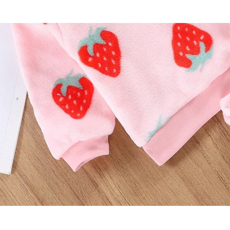 Ju Ju Jam Berry Pink Plush Co-ord Set for girls, featuring a warm and stylish design in a bright berry pink shade.