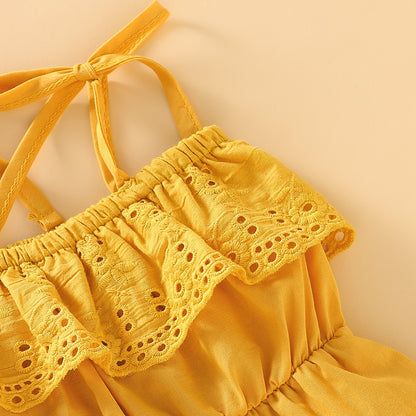 Rhea Chikankari Baby Girls Romper Dress