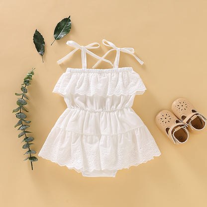 Rhea Chikankari Baby Girls Romper Dress