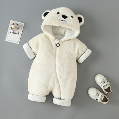 Ju Ju Jam cuddly romper for babies, offering plush comfort and an adorable look for boys and girls.