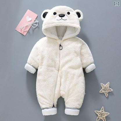 Soft and snuggly plush romper for babies, designed for all-day comfort and warmth, by Ju Ju Jam.