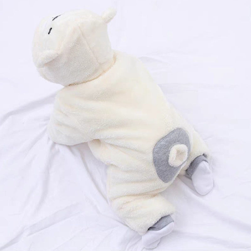 Cuddly baby romper in plush material, ideal for both boys and girls, crafted for softness and style by Ju Ju Jam.