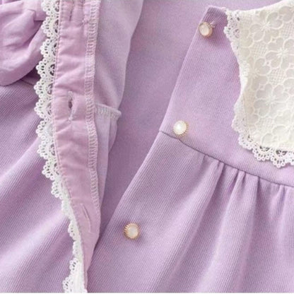 Lavender baby girls romper with cap by Ju Ju Jam, designed for comfort and elegance, perfect for any occasion.