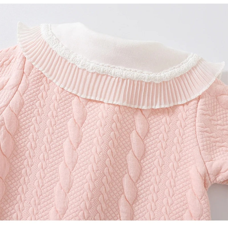 Baby girls' soft cozy romper, designed to provide warmth and comfort for your little one, available at Ju Ju Jam.