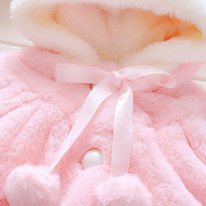 Ju Ju Jam Toddler Pink Rabbit Hooded Coat - Stay snug and chic with this delightful hooded coat in a charming pink hue with rabbit detailing