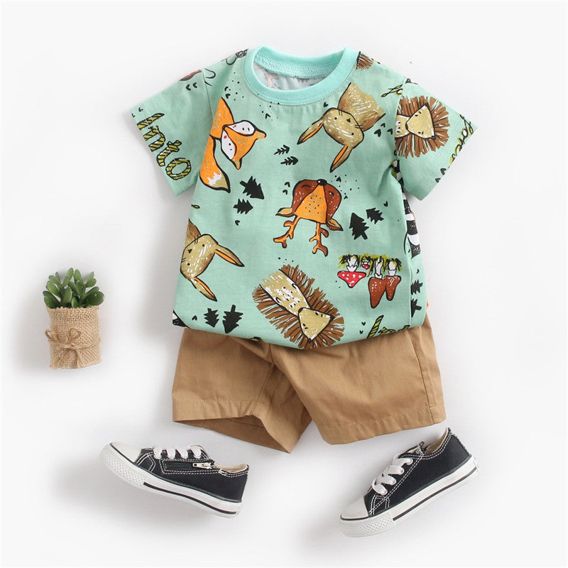 Ju Ju Jam Animals Printed T-shirt and Shorts for Kids