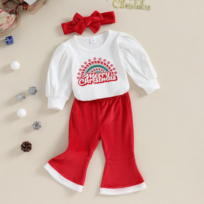 Ju Ju Jam Merry Christmas romper set for baby girls, featuring a cute hairband, perfect for holiday celebrations.