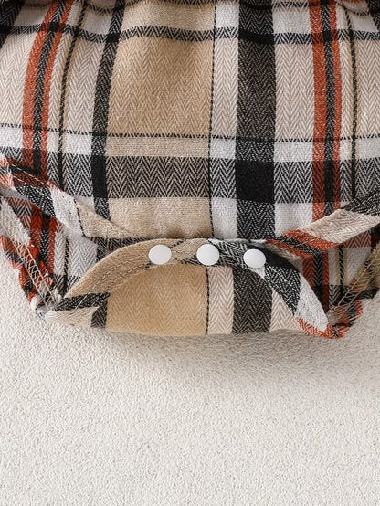 Little Plaid Baby Girls Romper Skirt Set with Headband and Socks